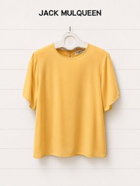 Jack Mulqueen Silksational Padded Shoulders Short Sleeve Blouse – Size M